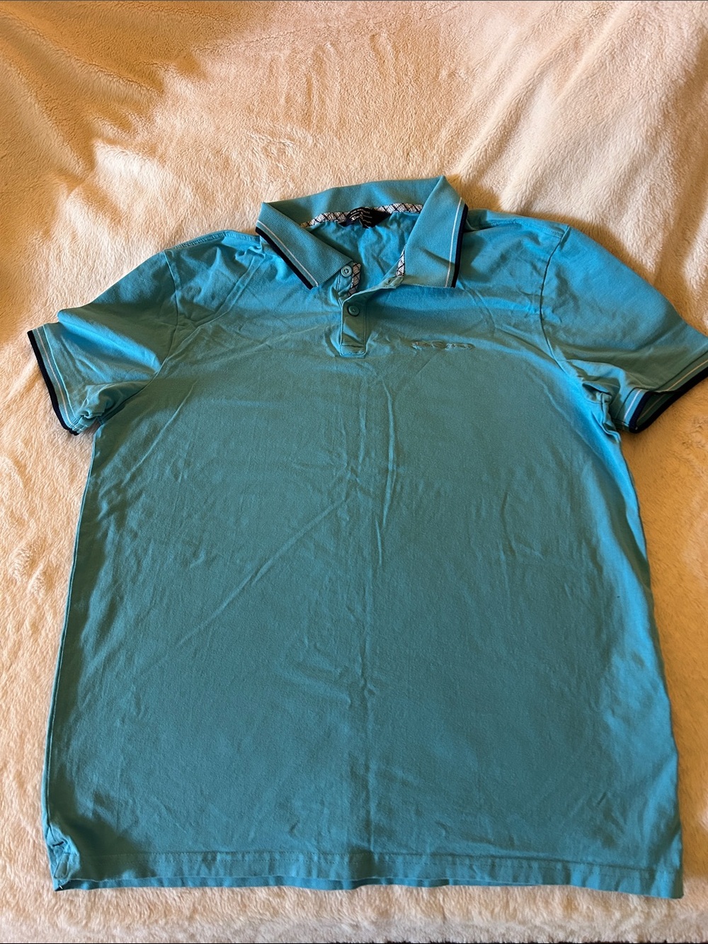 Ben Sherman Aqua Polo with Contrast-Trim Collar